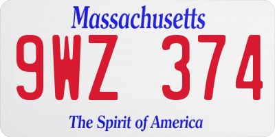 MA license plate 9WZ374