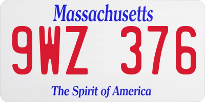 MA license plate 9WZ376