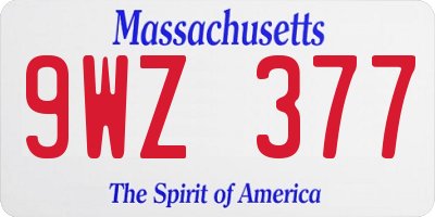 MA license plate 9WZ377