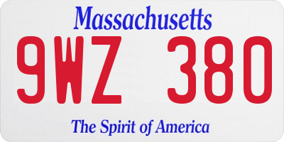 MA license plate 9WZ380