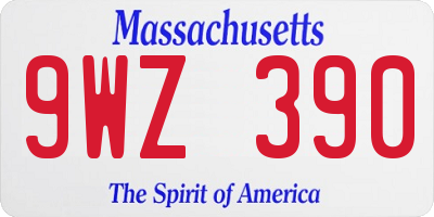 MA license plate 9WZ390