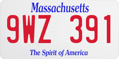 MA license plate 9WZ391