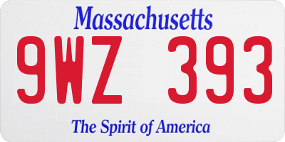 MA license plate 9WZ393