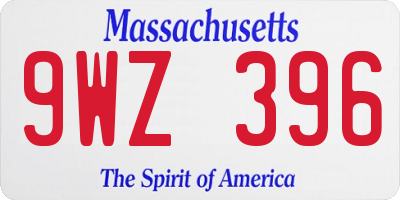 MA license plate 9WZ396