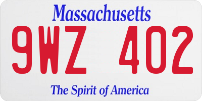 MA license plate 9WZ402