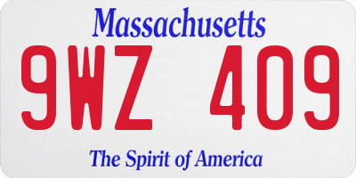 MA license plate 9WZ409