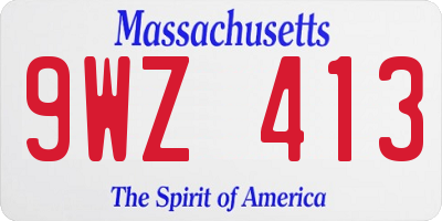 MA license plate 9WZ413