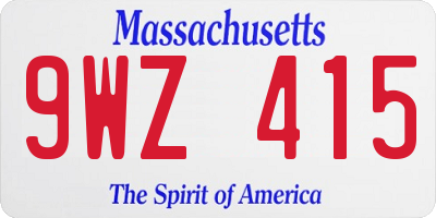 MA license plate 9WZ415