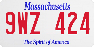 MA license plate 9WZ424