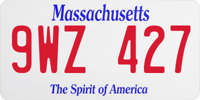 MA license plate 9WZ427