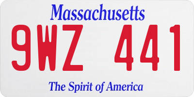 MA license plate 9WZ441