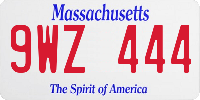 MA license plate 9WZ444