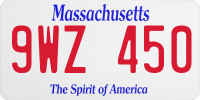 MA license plate 9WZ450