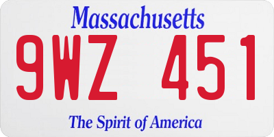 MA license plate 9WZ451