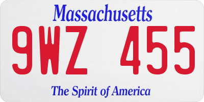 MA license plate 9WZ455