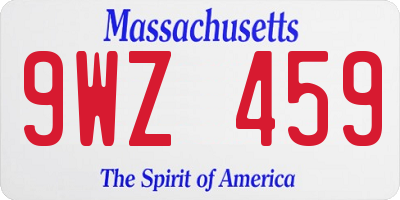 MA license plate 9WZ459