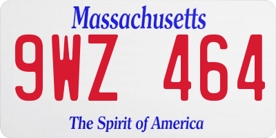 MA license plate 9WZ464