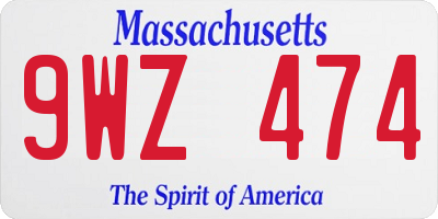 MA license plate 9WZ474