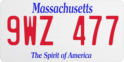 MA license plate 9WZ477