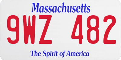 MA license plate 9WZ482