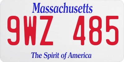 MA license plate 9WZ485