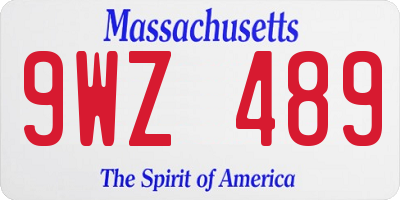 MA license plate 9WZ489