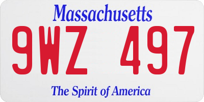 MA license plate 9WZ497
