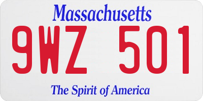 MA license plate 9WZ501