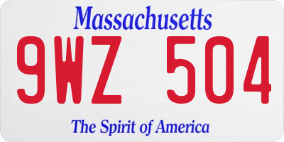 MA license plate 9WZ504