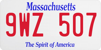 MA license plate 9WZ507
