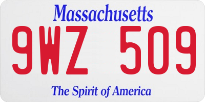 MA license plate 9WZ509