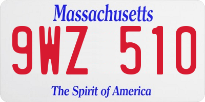 MA license plate 9WZ510