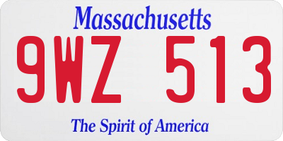 MA license plate 9WZ513