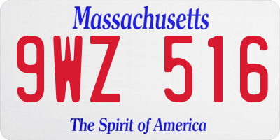 MA license plate 9WZ516