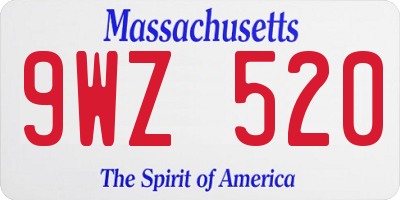 MA license plate 9WZ520