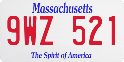MA license plate 9WZ521