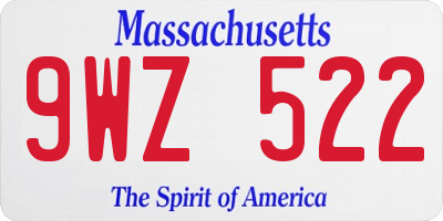 MA license plate 9WZ522