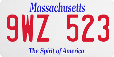 MA license plate 9WZ523