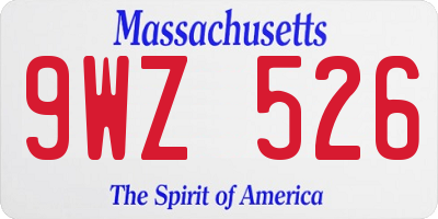 MA license plate 9WZ526