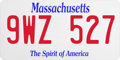 MA license plate 9WZ527