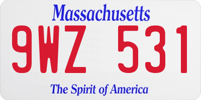 MA license plate 9WZ531
