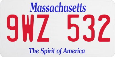MA license plate 9WZ532
