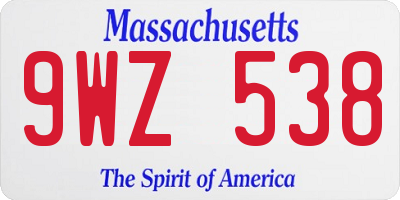 MA license plate 9WZ538
