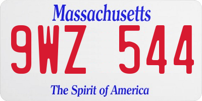 MA license plate 9WZ544