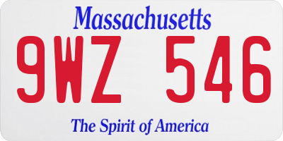 MA license plate 9WZ546