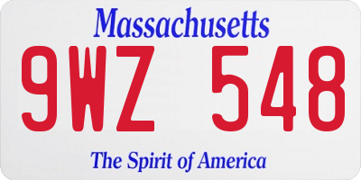 MA license plate 9WZ548