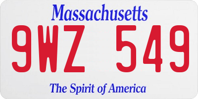 MA license plate 9WZ549