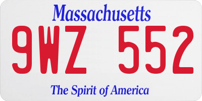 MA license plate 9WZ552