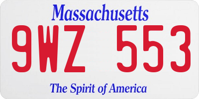 MA license plate 9WZ553