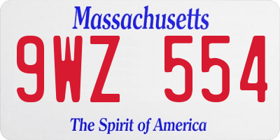 MA license plate 9WZ554